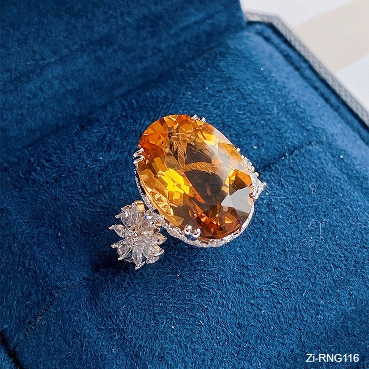 High-end Large Carat Zircon Flash New Topaz Full Diamond Open Ring - Zi Collection Hub
