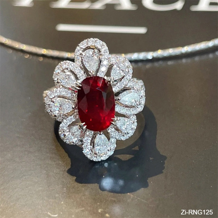 Red White AAA Zircon Ring Adjustable - Zi Collection Hub