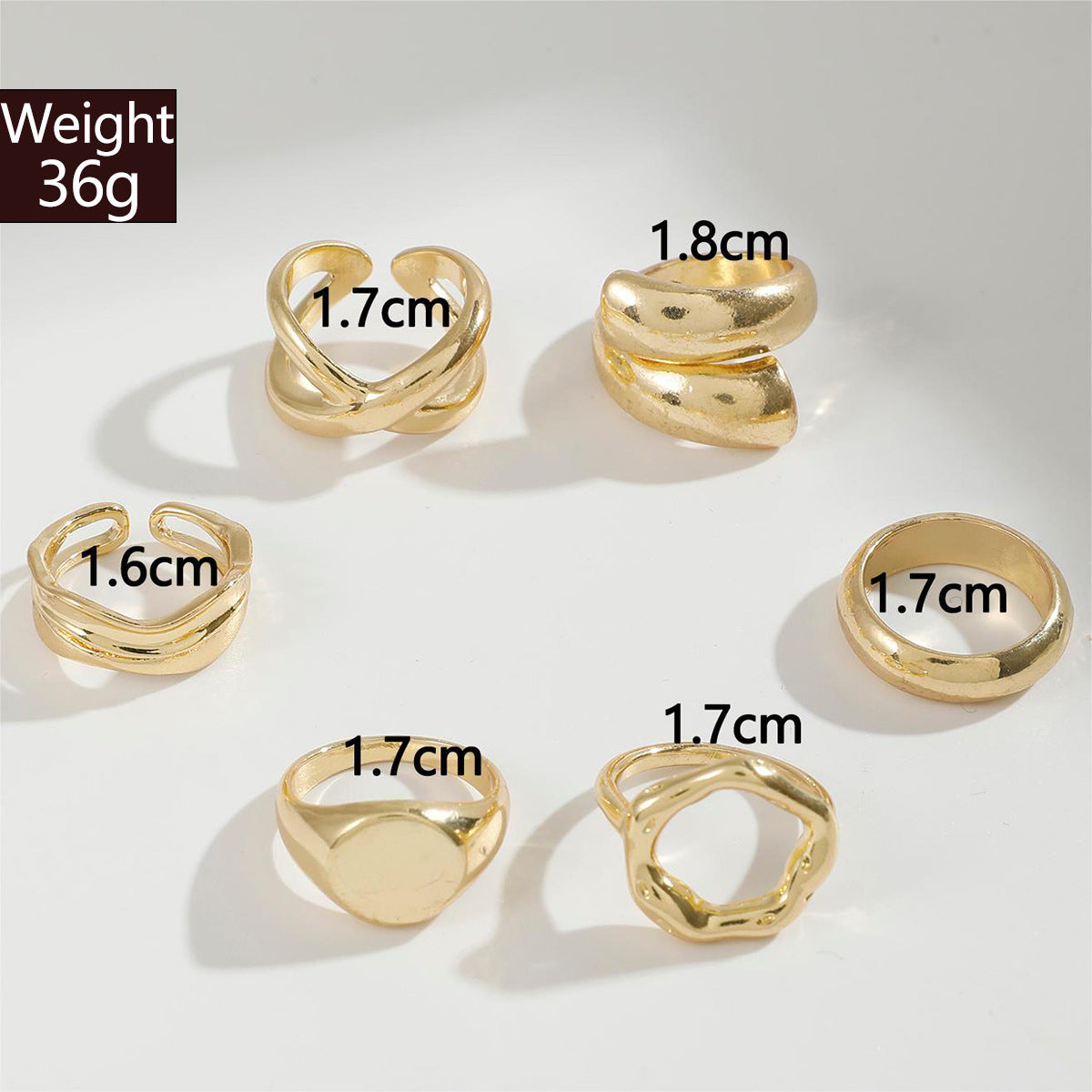 RNG211 -  Gold Color Intersect Ring Sets