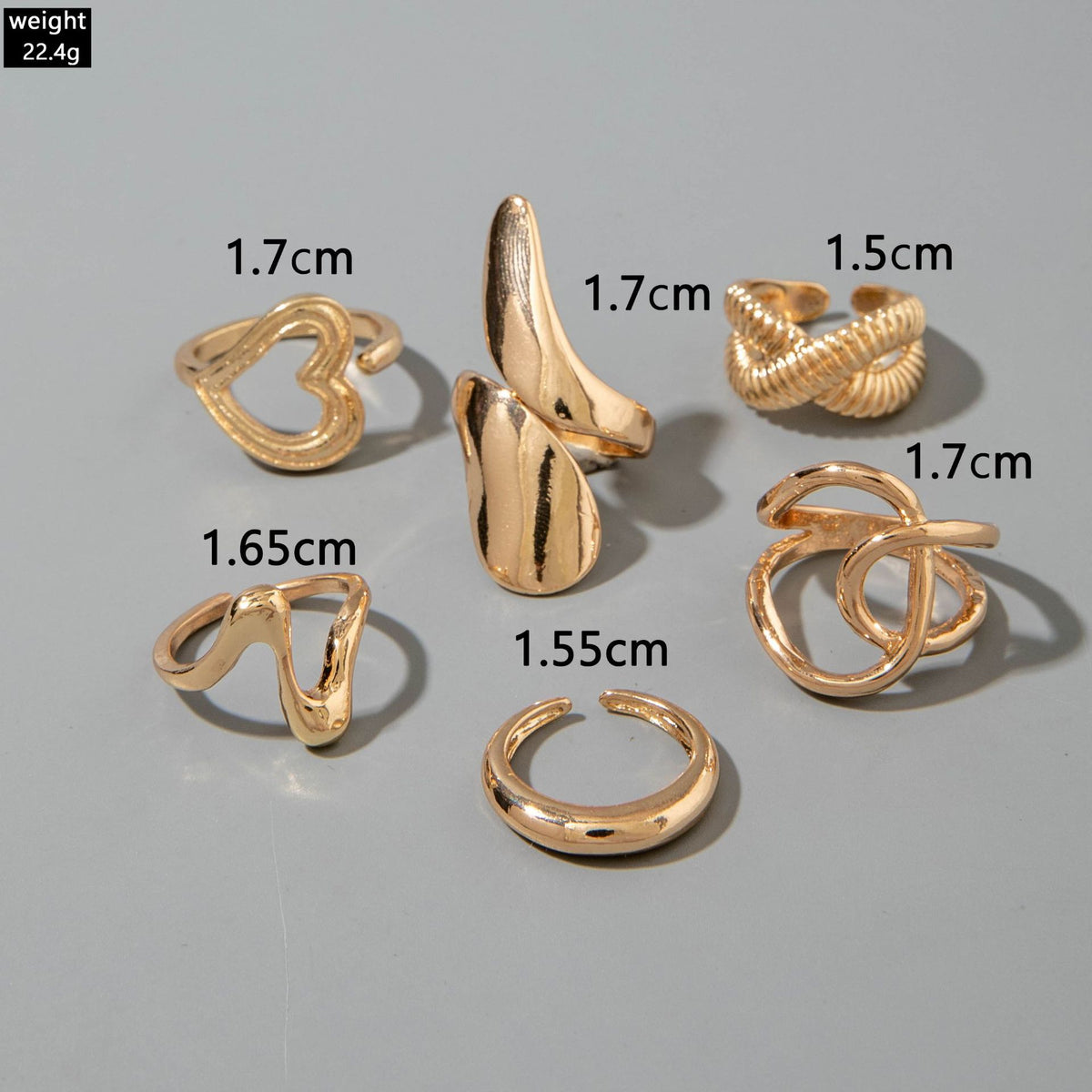 RNG212 -  Geometric Metal Style Lava Line Ring Set