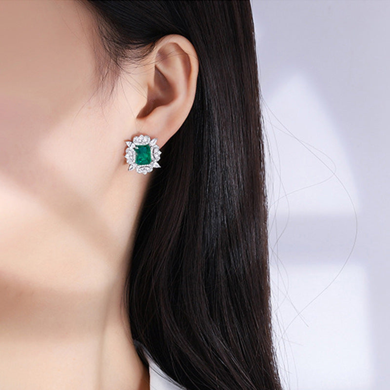 ZER11 - Red Green Cubic Zirconia Stud Earrings