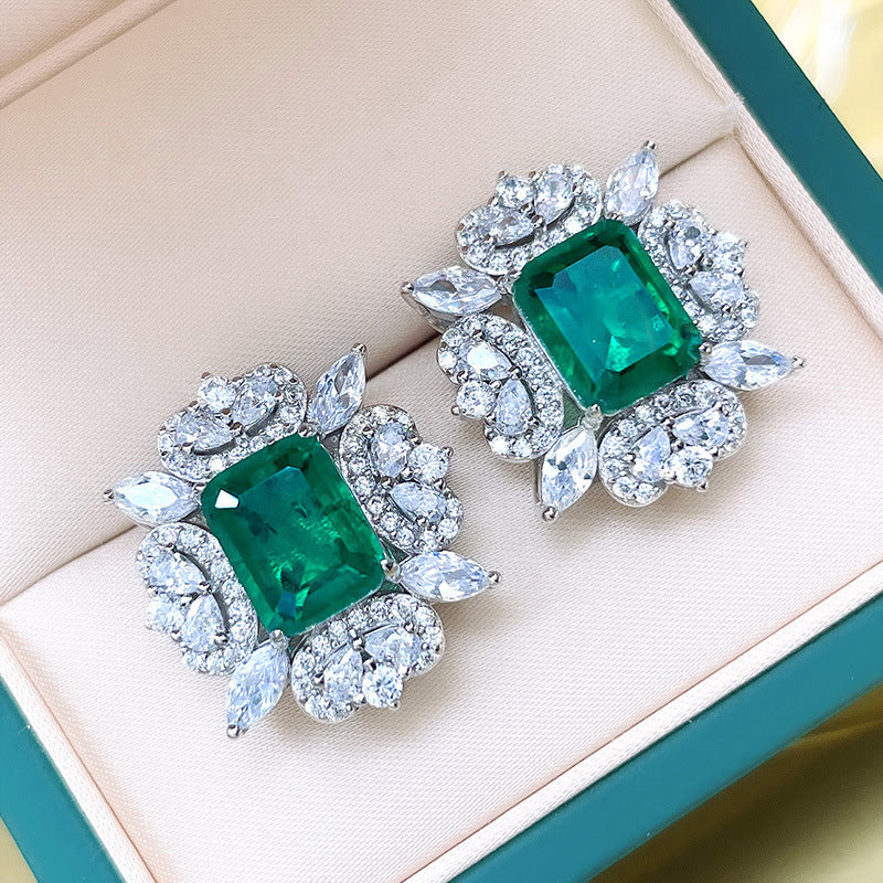 ZER11 - Red Green Cubic Zirconia Stud Earrings