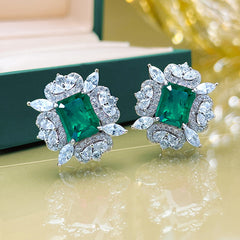 ZER11 - Red Green Cubic Zirconia Stud Earrings