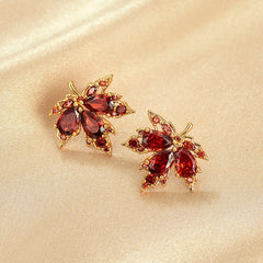 ER477 - Red Maple Leaf Earrings