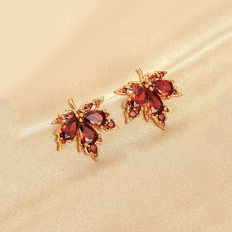 ER477 - Red Maple Leaf Earrings