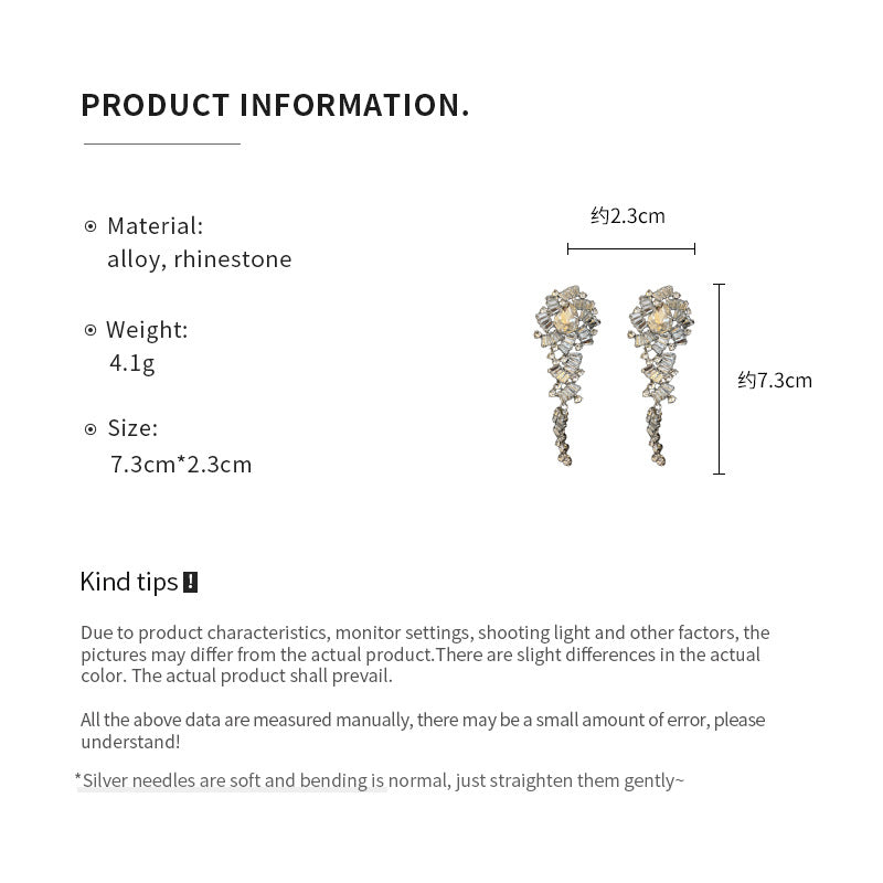 ER527 - Rhinestone Teardrop Patchwork Earrings