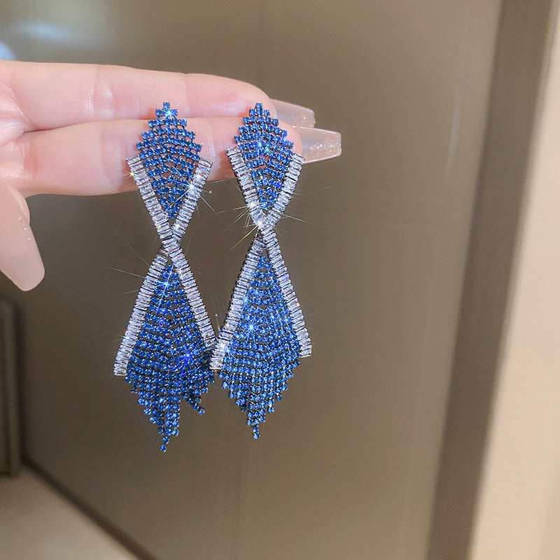 Royal Blue Crystal Cascade Earrings