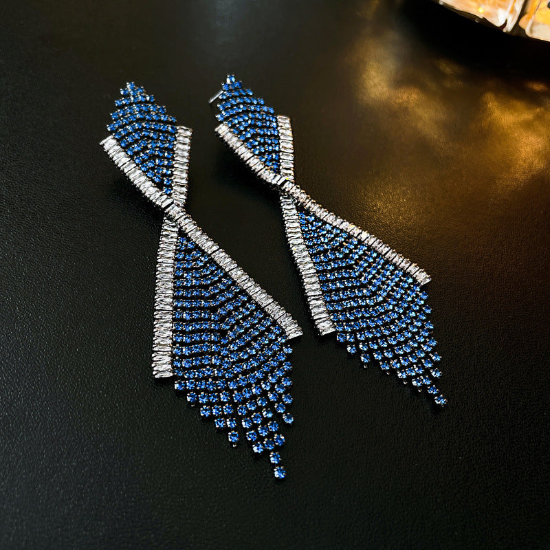 Royal Blue Crystal Cascade Earrings