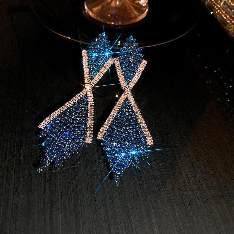 Royal Blue Crystal Cascade Earrings