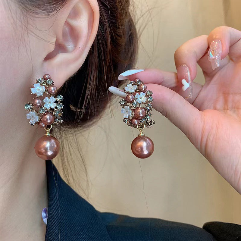 ER515 - Ruffled Flower Pearl Earrings