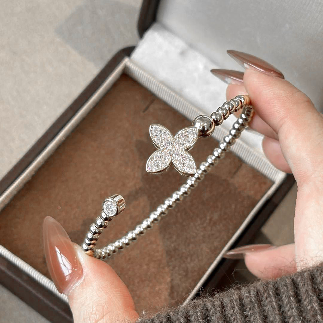 SBRAL14 - Silver Four-Leaf Clover Elastic Bracelet