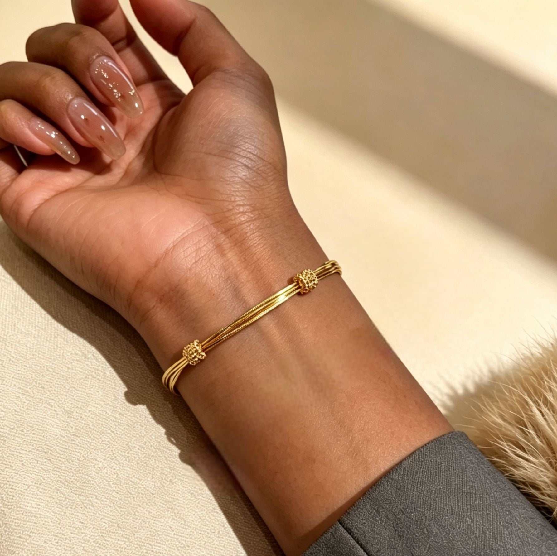 SBRAL17 - Gold Multi-Layered Snake Bone Bracelet