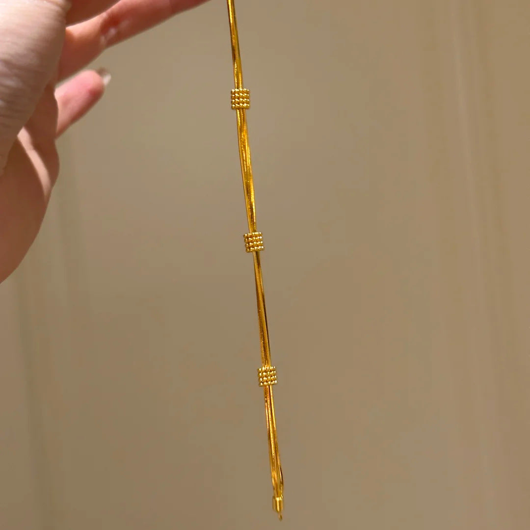 SBRAL17 - Gold Multi-Layered Snake Bone Bracelet