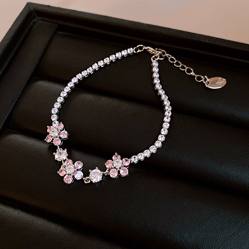 SBRAL18 - Pink Zircon Round Pull-Out Bracelet