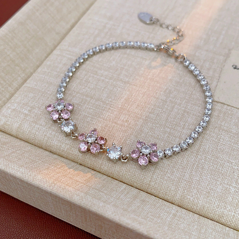 SBRAL18 - Pink Zircon Round Pull-Out Bracelet