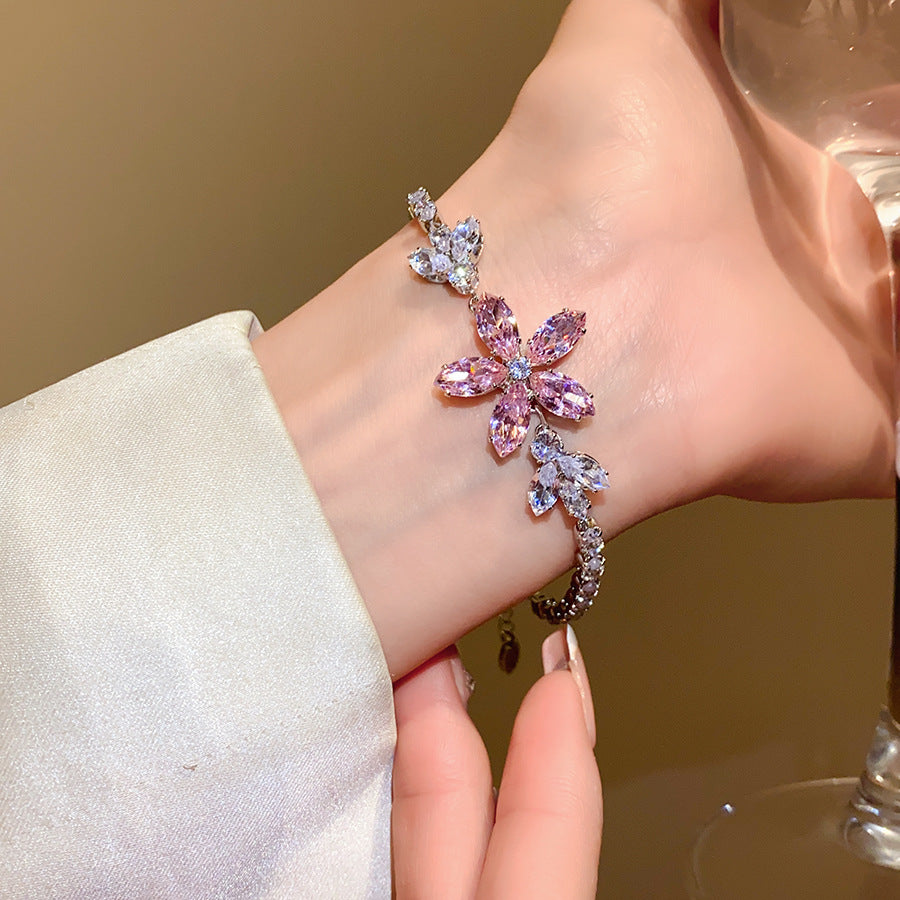 SBRAL19 - Pink Zircon Flower Bracelet