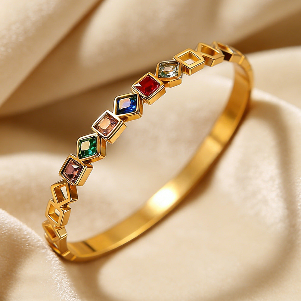 SBRAL20 - Colorful Zircon Titanium Steel Bracelet