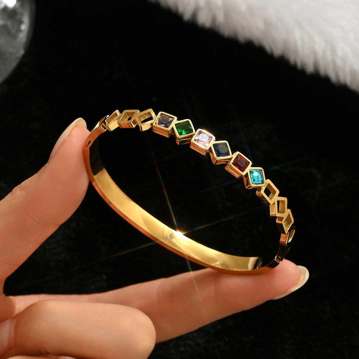 SBRAL20 - Colorful Zircon Titanium Steel Bracelet