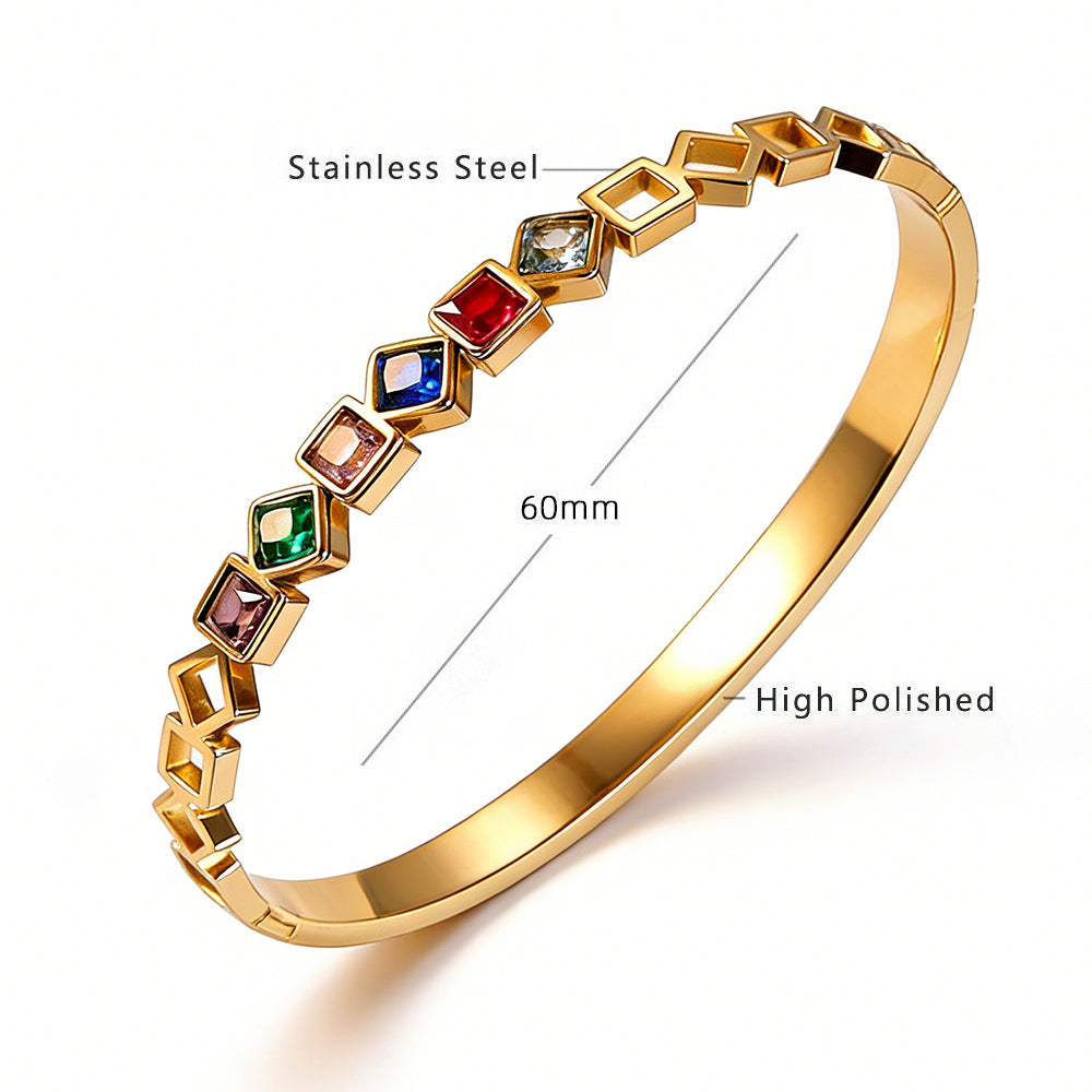 SBRAL20 - Colorful Zircon Titanium Steel Bracelet