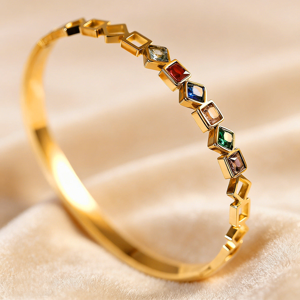SBRAL20 - Colorful Zircon Titanium Steel Bracelet