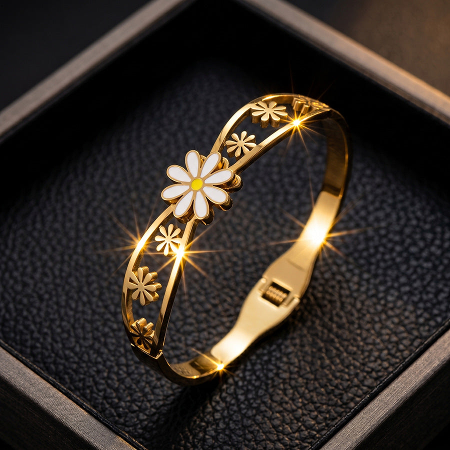 SBRAL25 - Golden Daisy Titanium Steel Bracelet