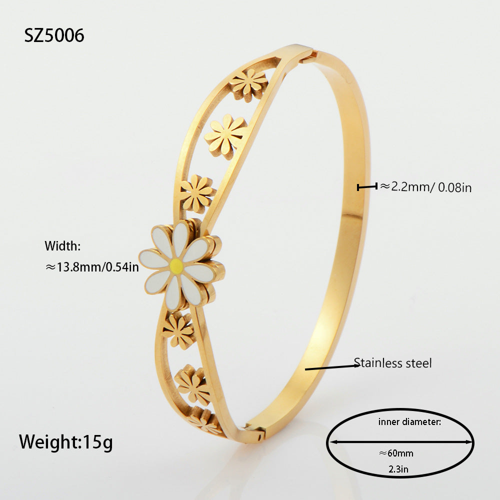 SBRAL25 - Golden Daisy Titanium Steel Bracelet