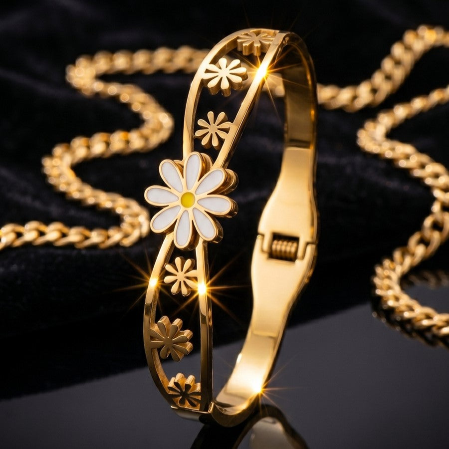 SBRAL25 - Golden Daisy Titanium Steel Bracelet