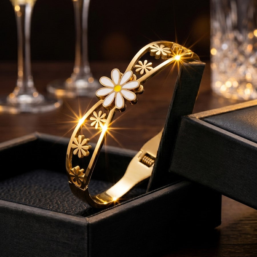 SBRAL25 - Golden Daisy Titanium Steel Bracelet