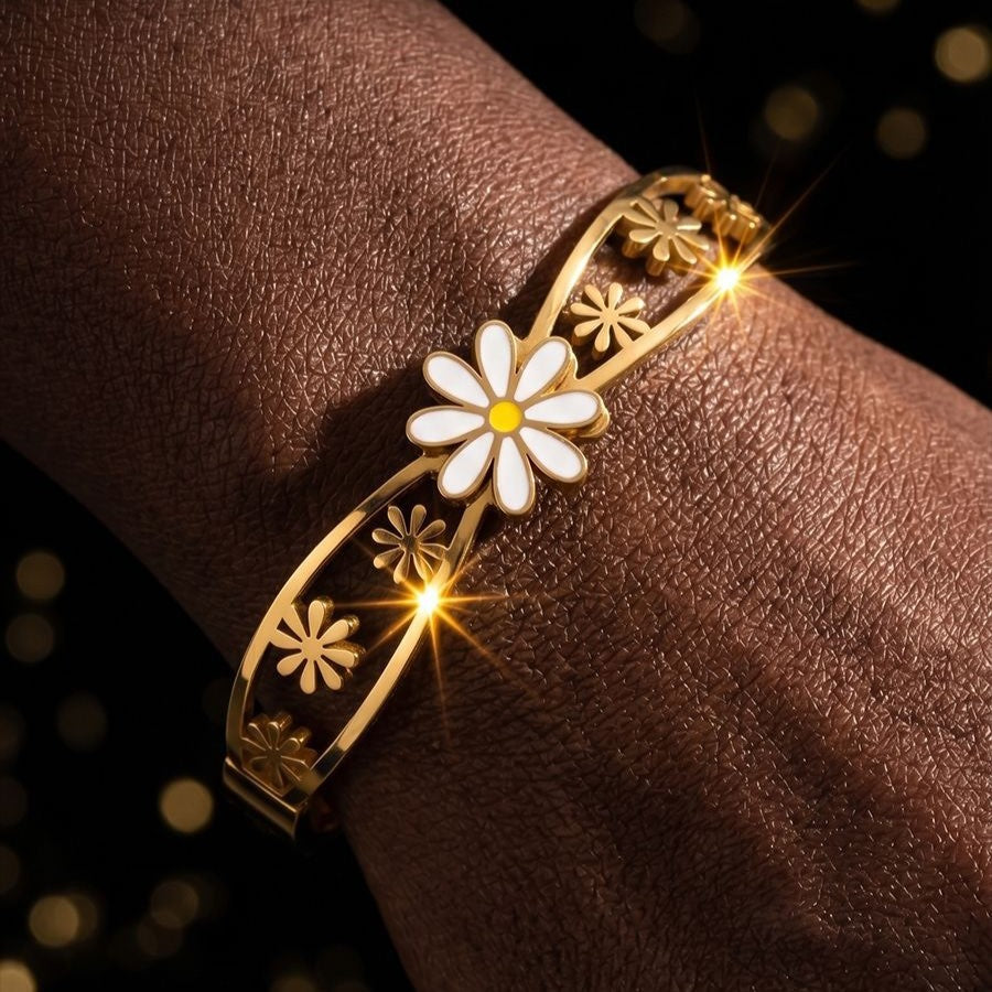 SBRAL25 - Golden Daisy Titanium Steel Bracelet