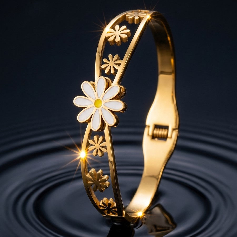 SBRAL25 - Golden Daisy Titanium Steel Bracelet