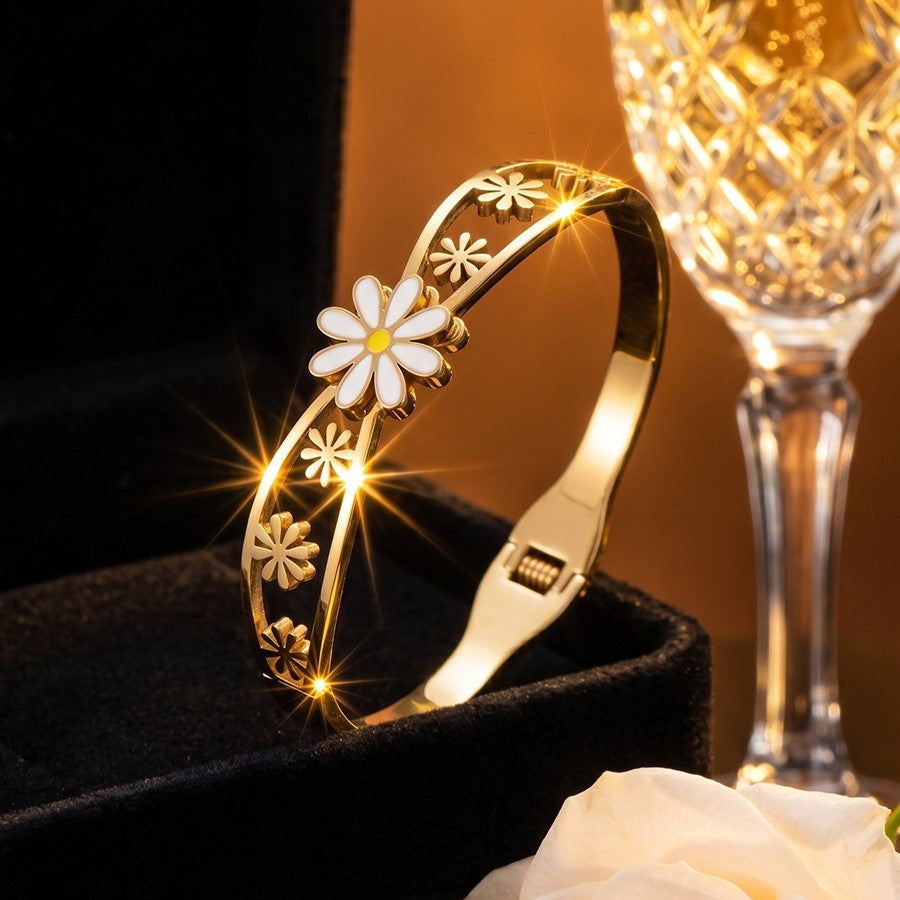 SBRAL25 - Golden Daisy Titanium Steel Bracelet