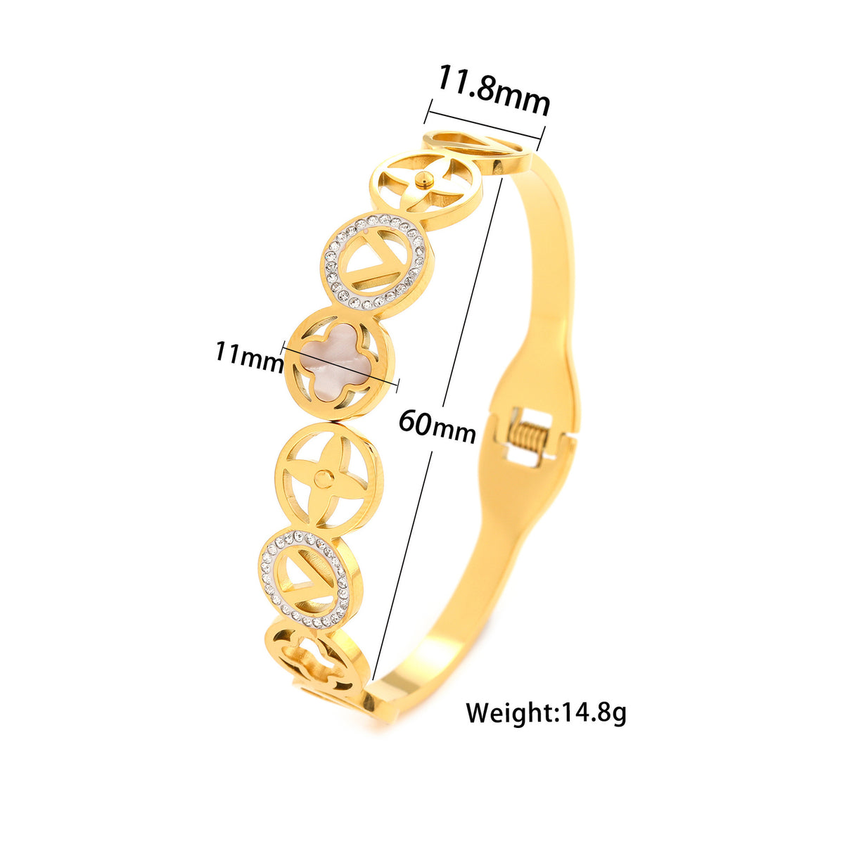 SBRAL32 - Four Leaf Clover V-shaped Bracelet