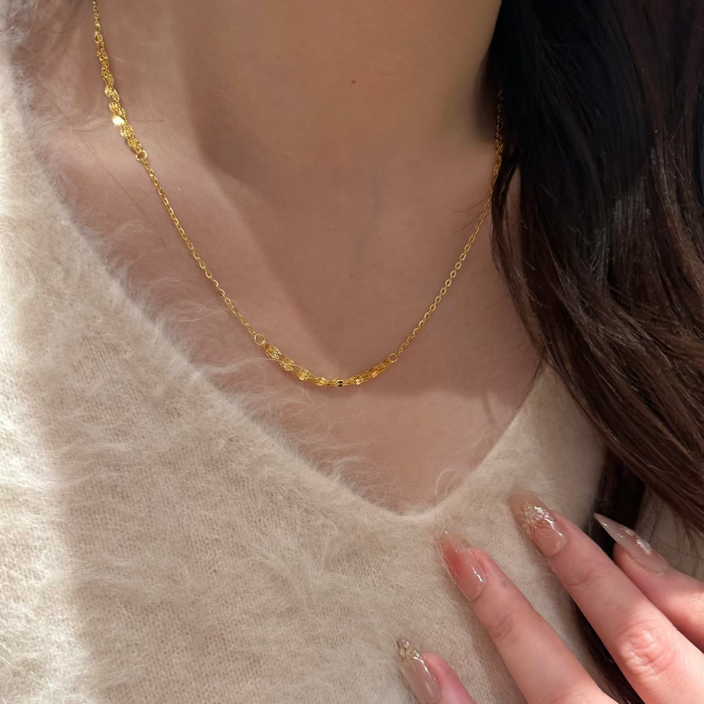 SNKL09 - Short Gold Waterfall Necklace