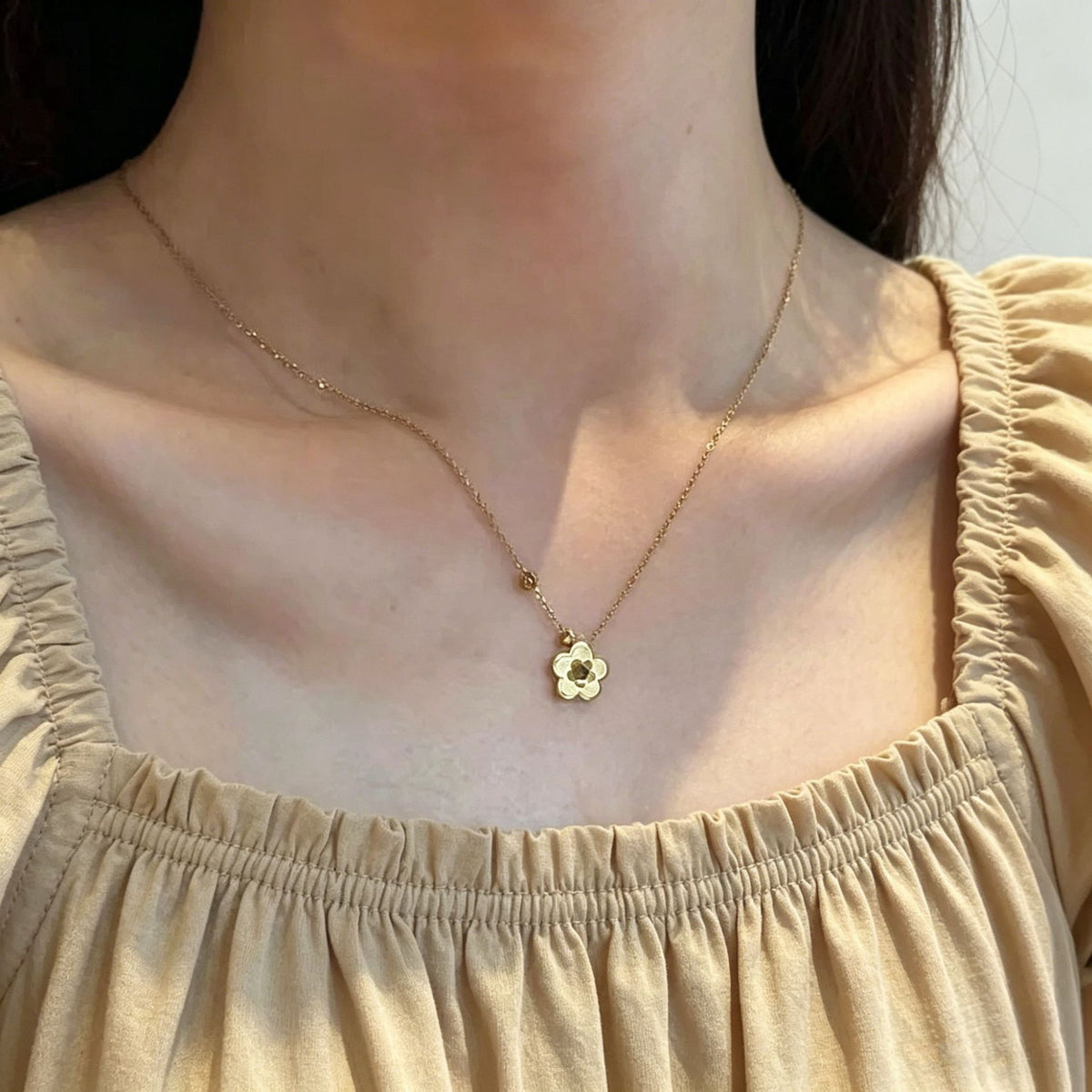 SNKL10 - Plum Blossom Stainless Steel Necklace