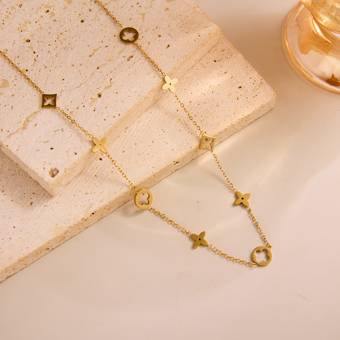 SNKL12 - Hollowed-out Four-Leaf Clover Necklace