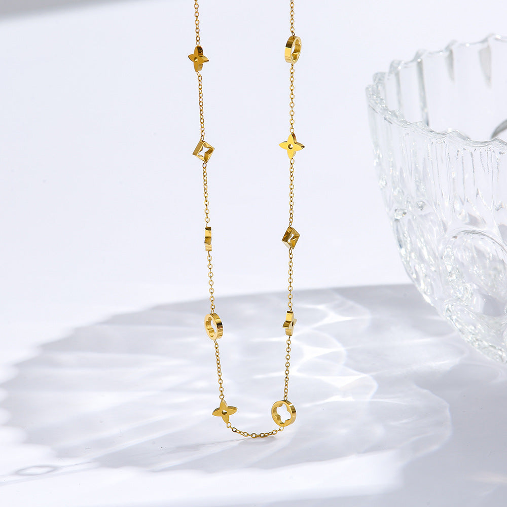 SNKL12 - Hollowed-out Four-Leaf Clover Necklace