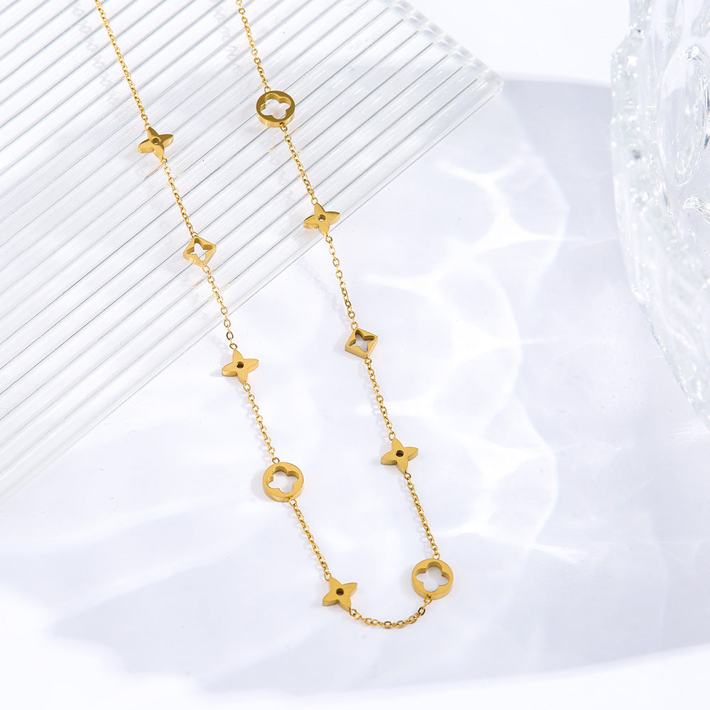 SNKL12 - Hollowed-out Four-Leaf Clover Necklace
