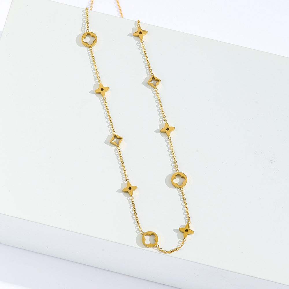 SNKL12 - Hollowed-out Four-Leaf Clover Necklace