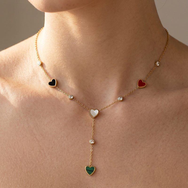 SNKL13 - Heart Pendant Stainless Steel Necklace