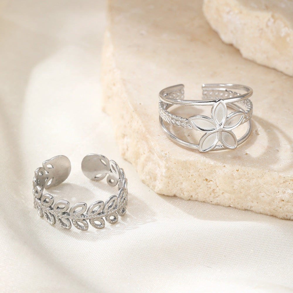 SRNG-57 - Stainless Steel Flower Open Rings
