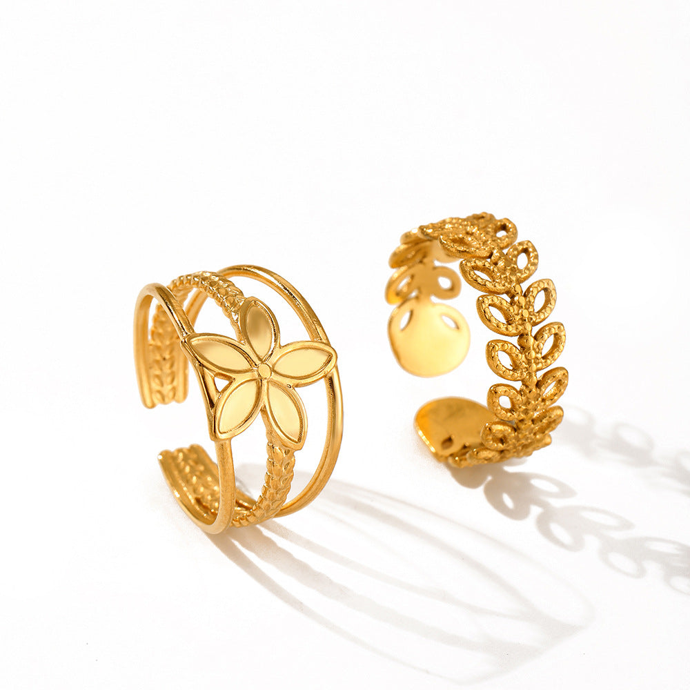 SRNG-57 - Stainless Steel Flower Open Rings