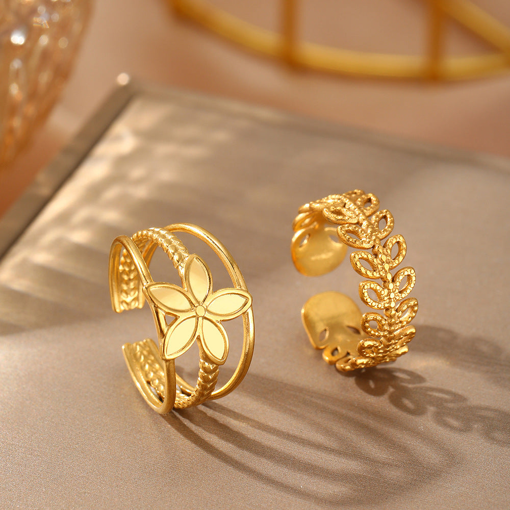 SRNG-57 - Stainless Steel Flower Open Rings