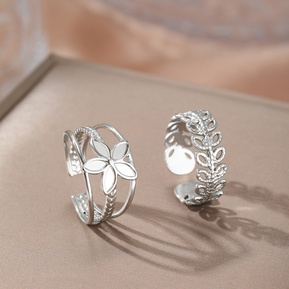 SRNG-57 - Stainless Steel Flower Open Rings