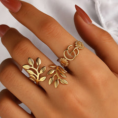 SRNG-58 - Stainless Steel Personalized Leaf Rings