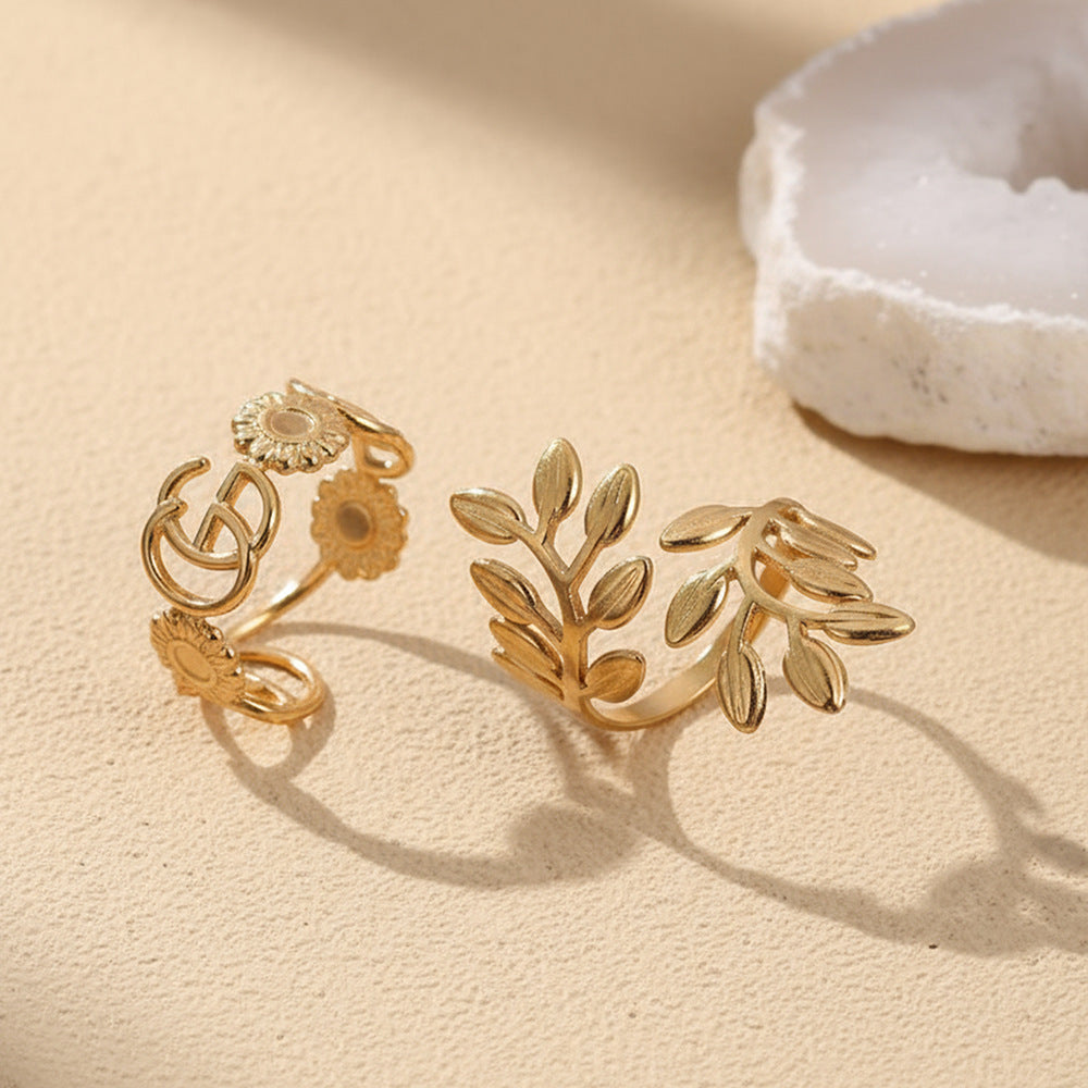 SRNG-58 - Stainless Steel Personalized Leaf Rings