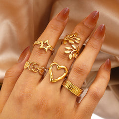 SRNG-60 - Stainless Steel 18K Rings Set