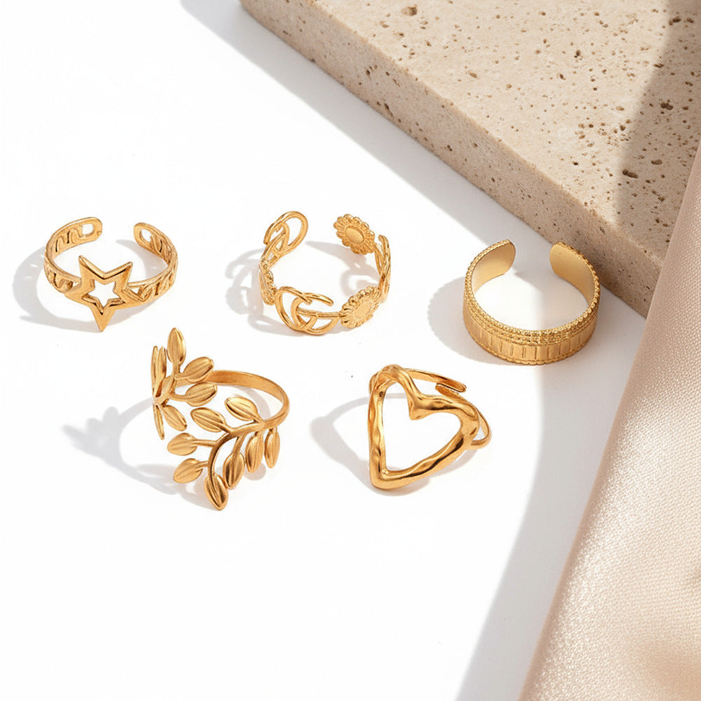 SRNG-60 - Stainless Steel 18K Rings Set