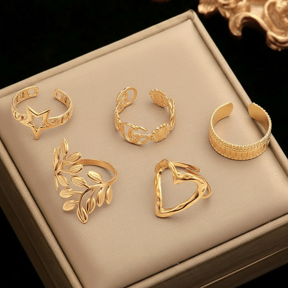 SRNG-60 - Stainless Steel 18K Rings Set