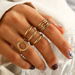 SRNG-62 - Stainless Steel Retro Multi-Layered intersecting Open Ring
