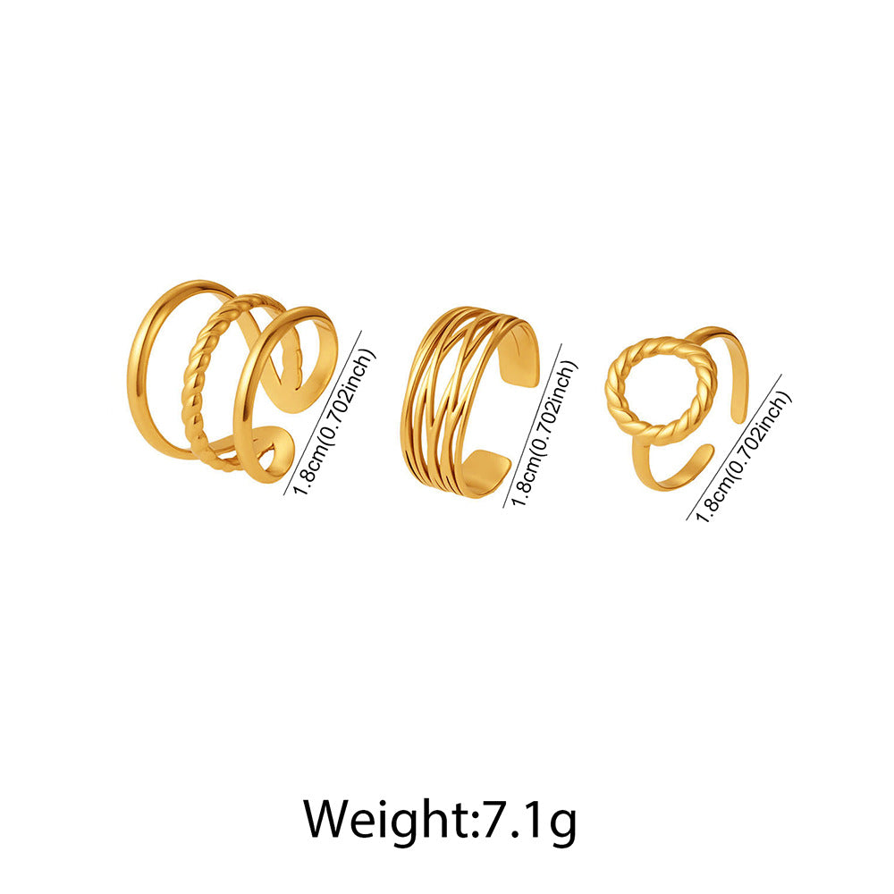 SRNG-62 - Stainless Steel Retro Multi-Layered intersecting Open Ring
